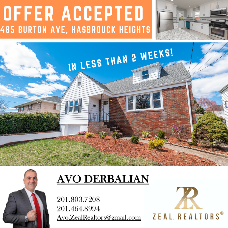 Offer accepted in less than 2 weeks - 485 Burton Ave, Hasbrouck Heights, sold by Avo Derbalian