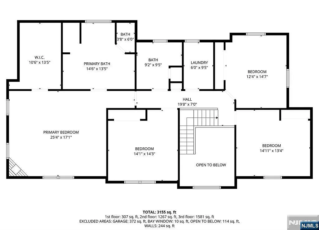 Second floor plan - bedrooms and primary suite